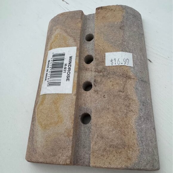 Natural Stone Soap Dish – Handcrafted, Heavyweight, Sandstone Look - Picture 4 of 5